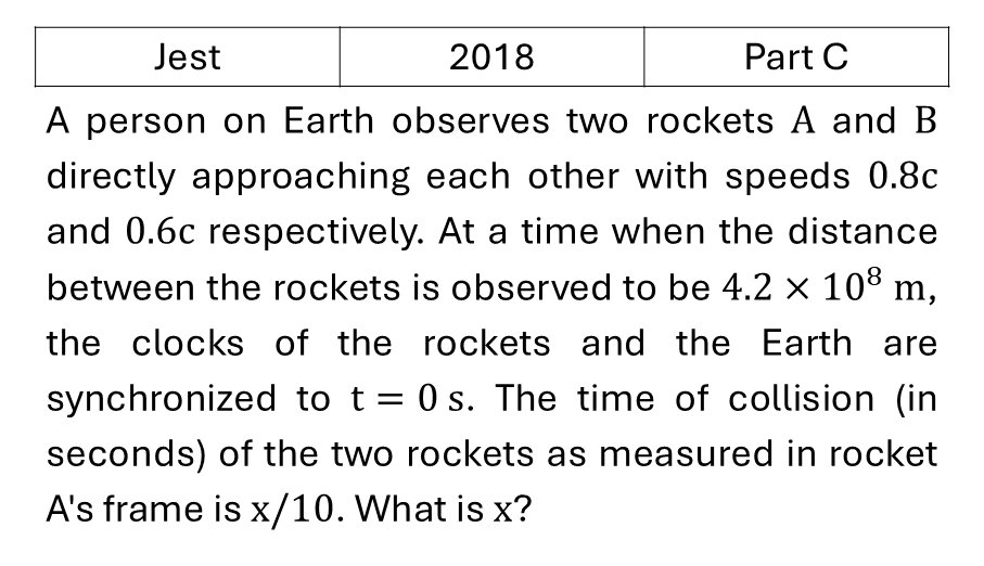JEST 2018 Relativity previous year question JEST_2018_Q47