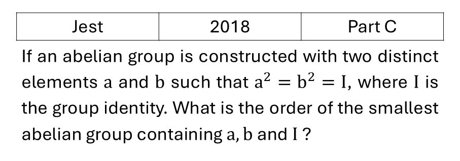 JEST 2018 Group Theory previous year question JEST_2018_Q48