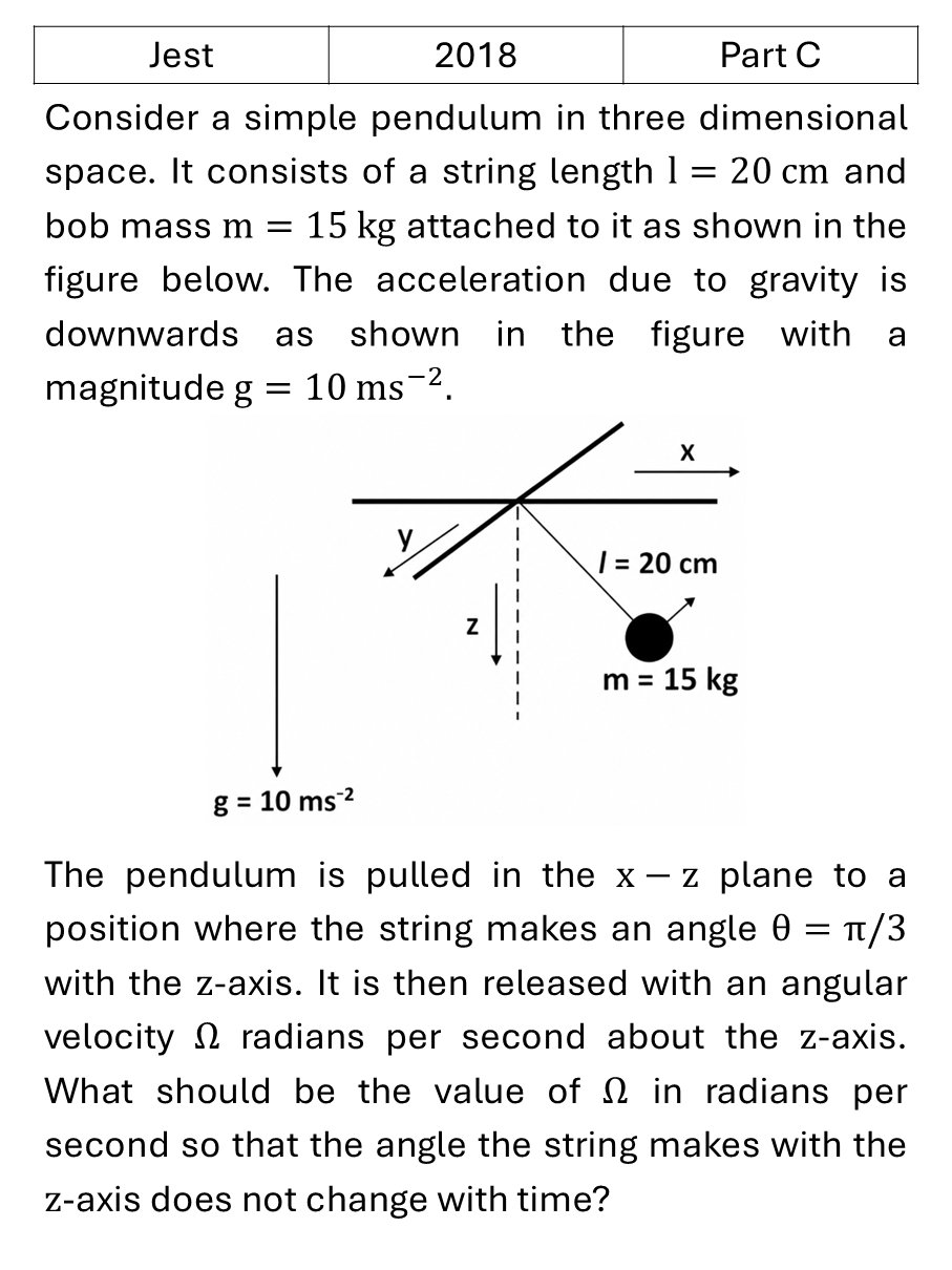 JEST 2018 Pseudo Forces previous year question JEST_2018_Q50