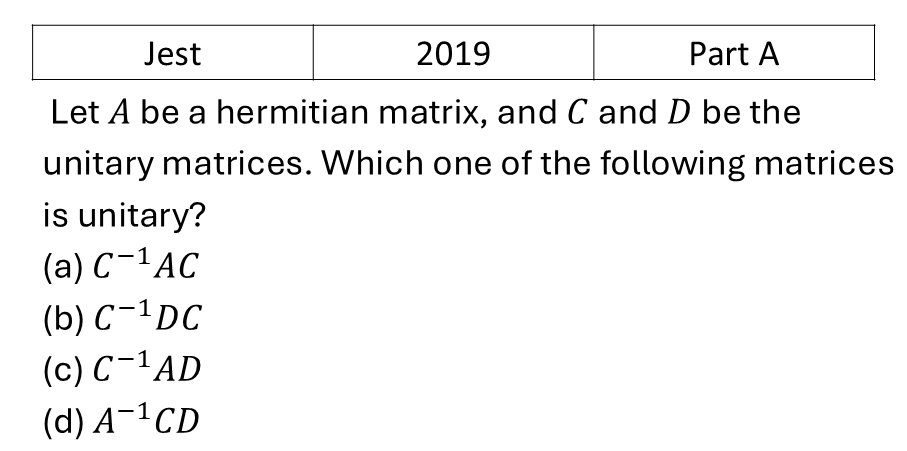 JEST 2019 Matrices previous year question JEST_2019_Q16
