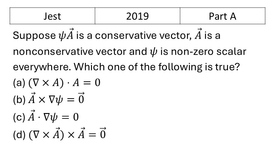JEST 2019 Vector Analysis previous year question JEST_2019_Q17