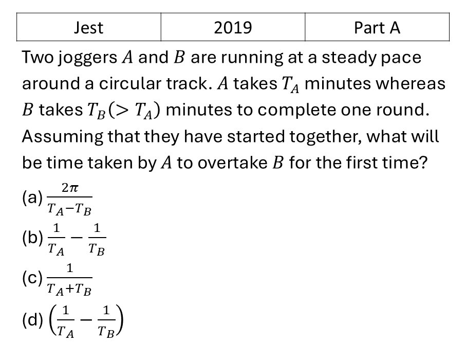 JEST 2019 Basic Mechanics previous year question JEST_2019_Q20