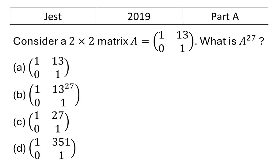 JEST 2019 Matrices previous year question JEST_2019_Q25