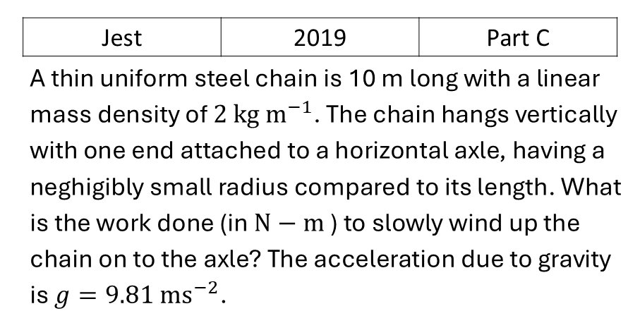 JEST 2019 Basic Mechanics previous year question JEST_2019_Q41