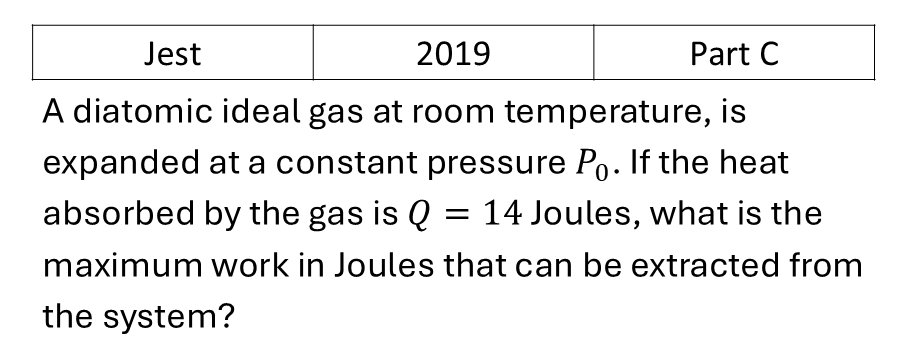 JEST 2019 Laws of thermodynamics previous year question JEST_2019_Q49