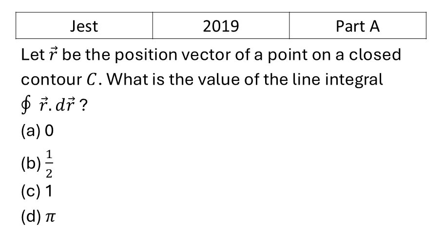 JEST 2019 Vector Analysis previous year question JEST_2019_Q6