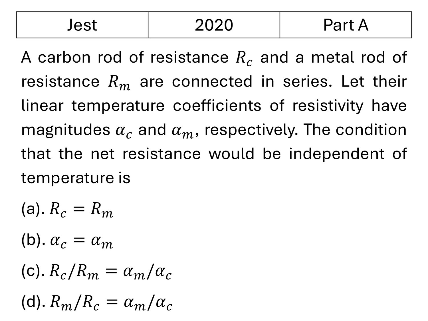 JEST 2020 Heat transfer previous year question JEST_2020_Q11