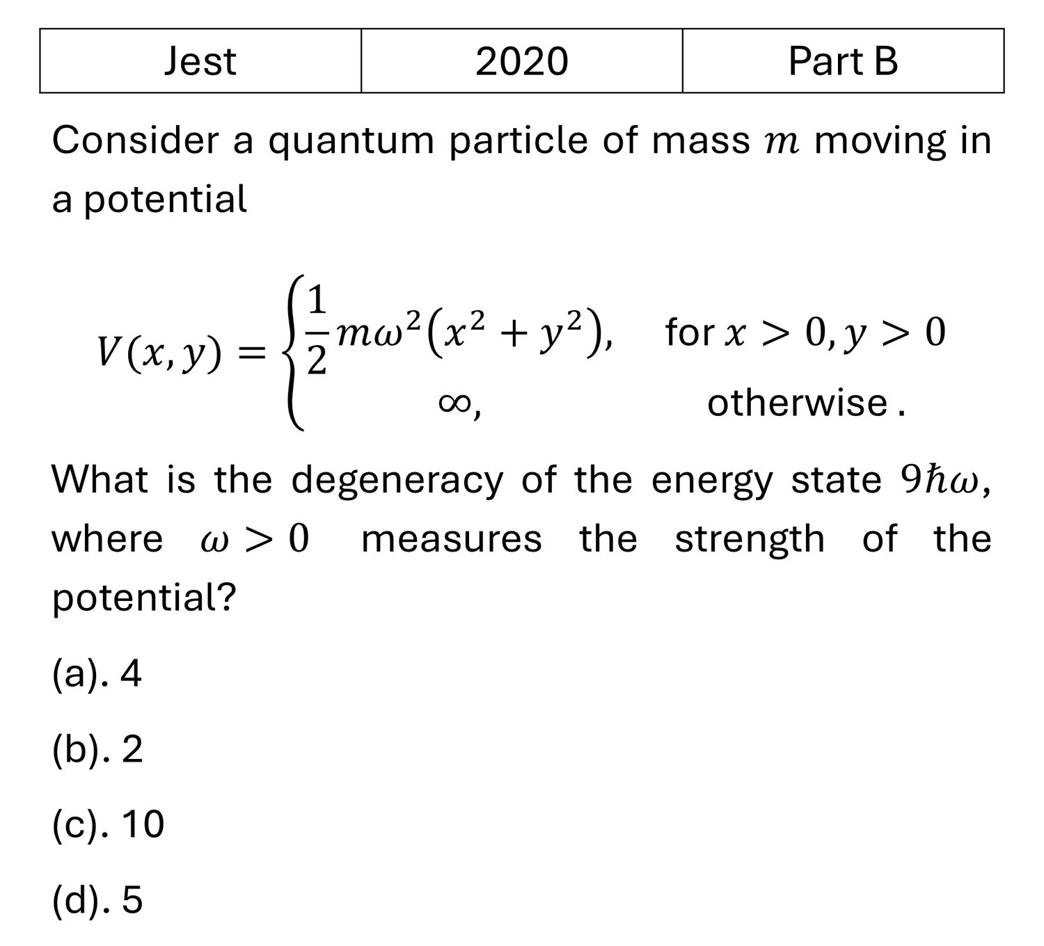 JEST 2020 Quantum Harmonic Oscillator previous year question JEST_2020_Q37
