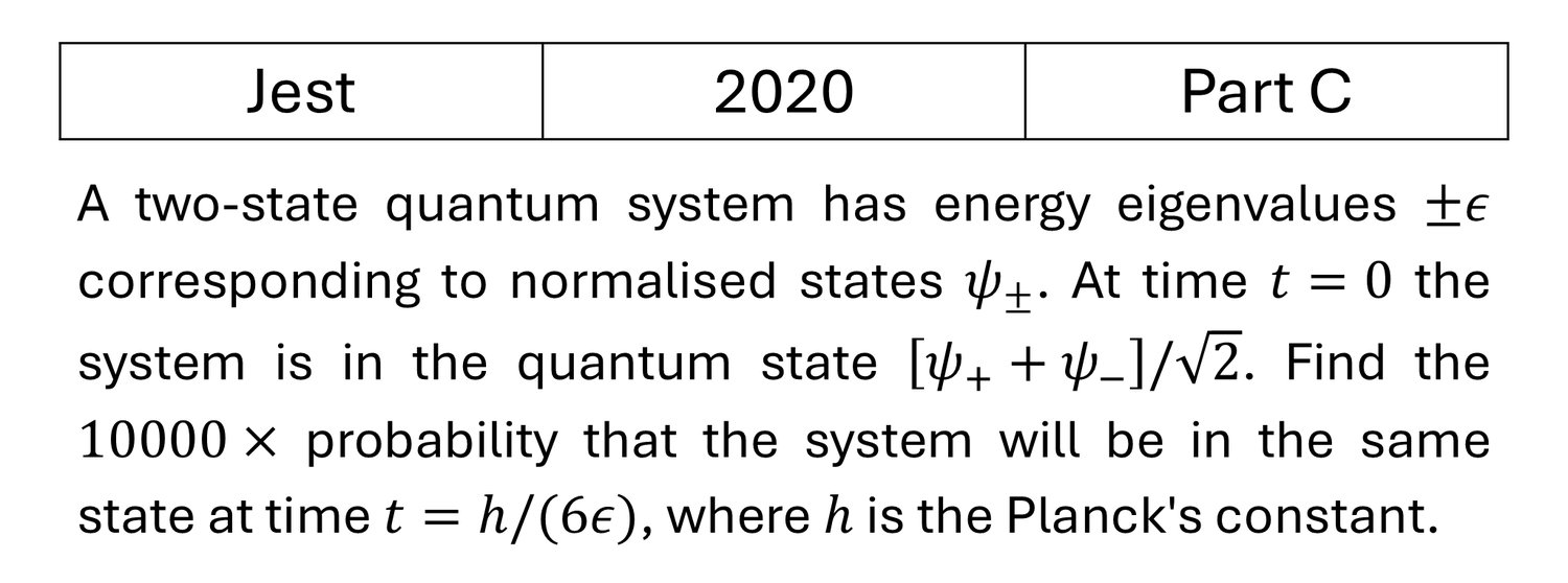 JEST 2020 Basic Quantum Mechanics previous year question JEST_2020_Q44