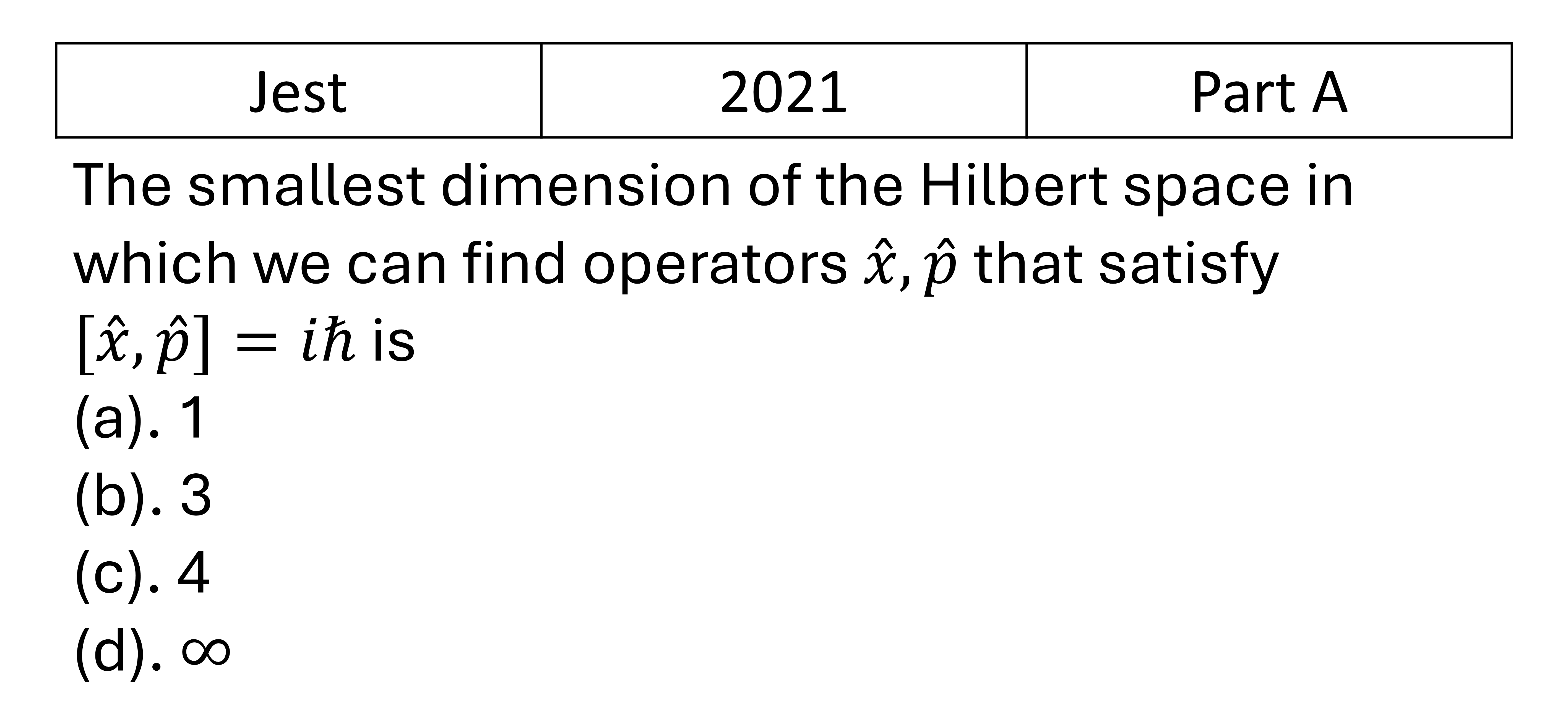 JEST 2021 Basic Quantum Mechanics previous year question JEST_2021_Q2
