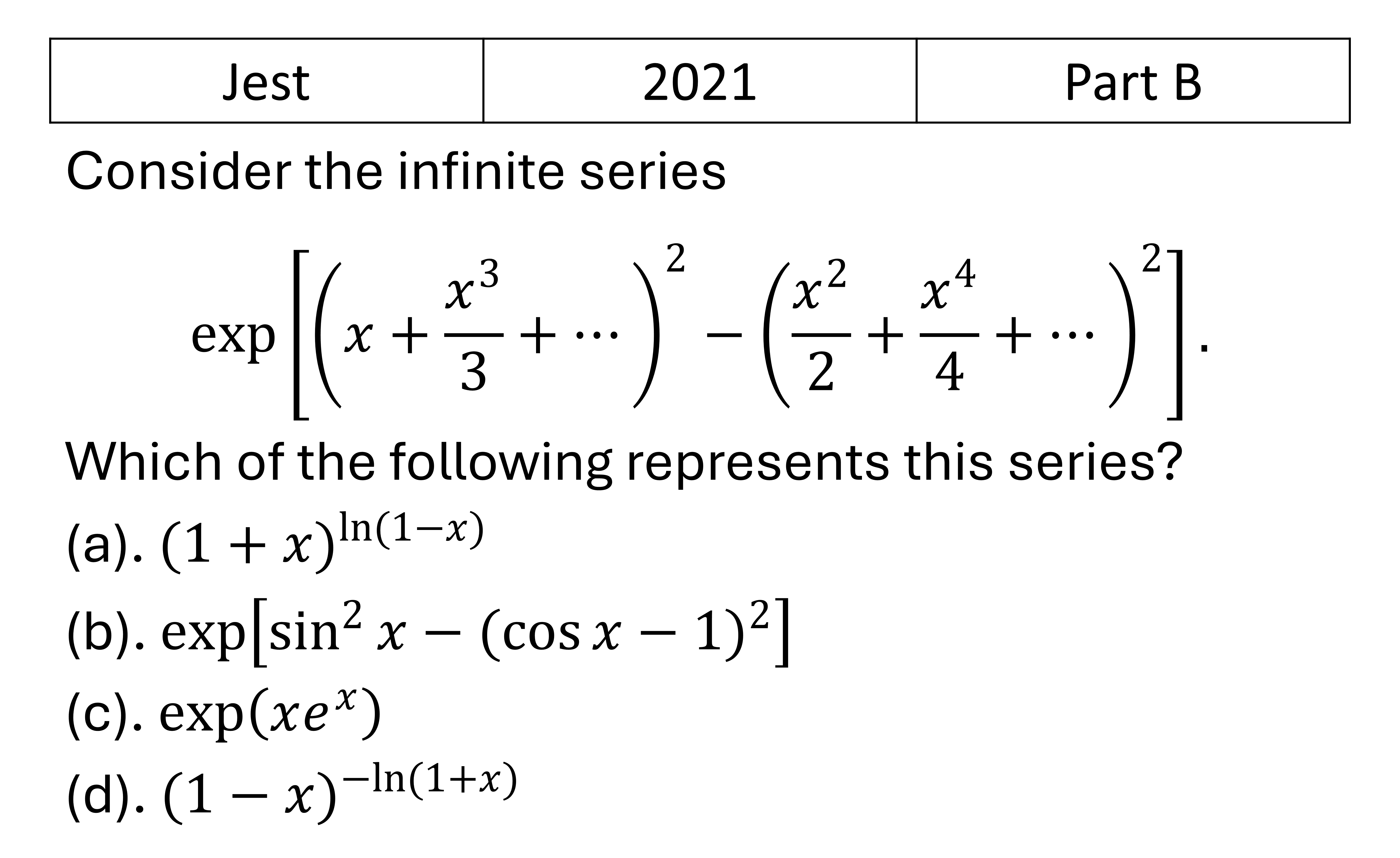 JEST 2021 Basic Calculus previous year question JEST_2021_Q28