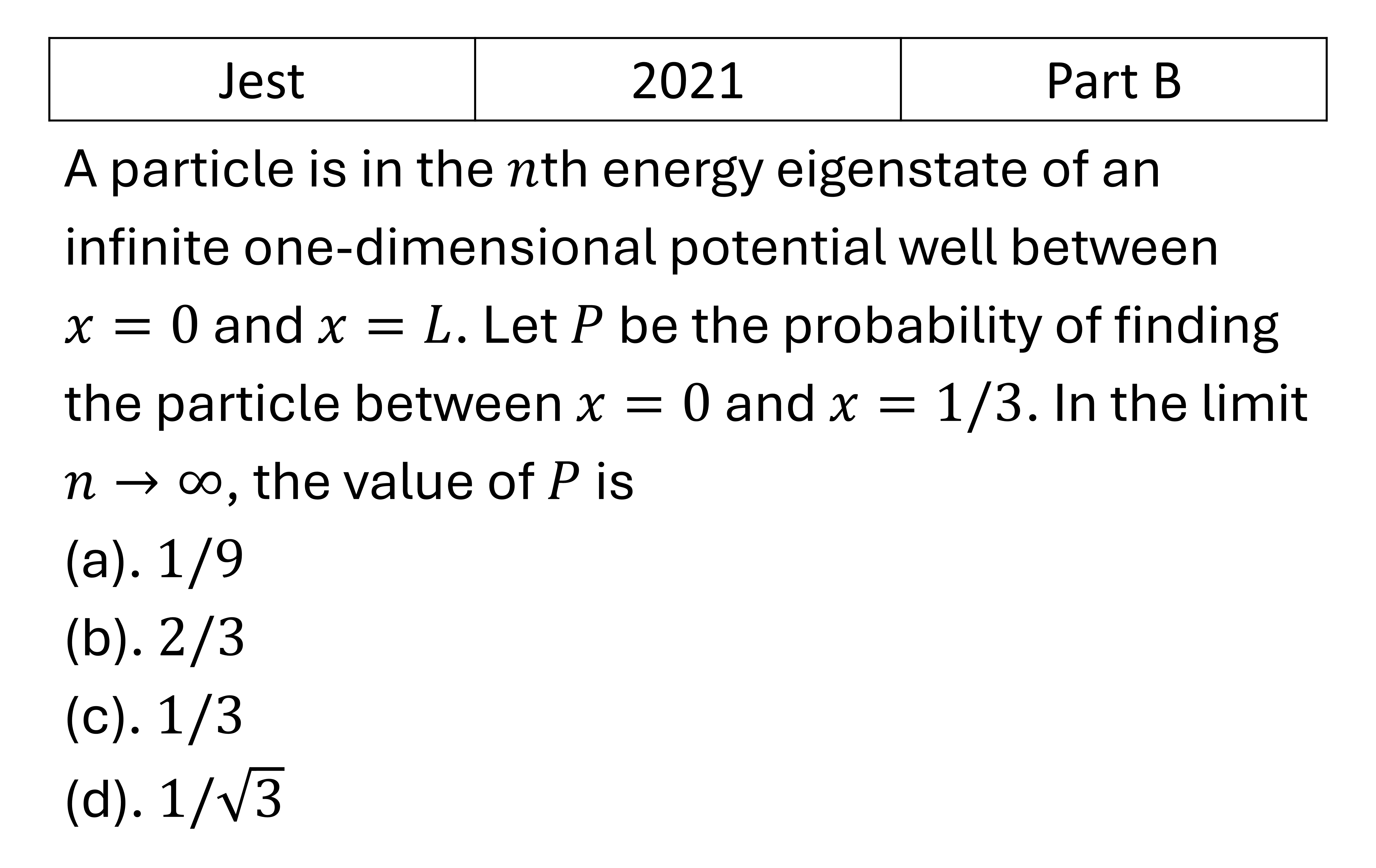 JEST 2021 Probability previous year question JEST_2021_Q39