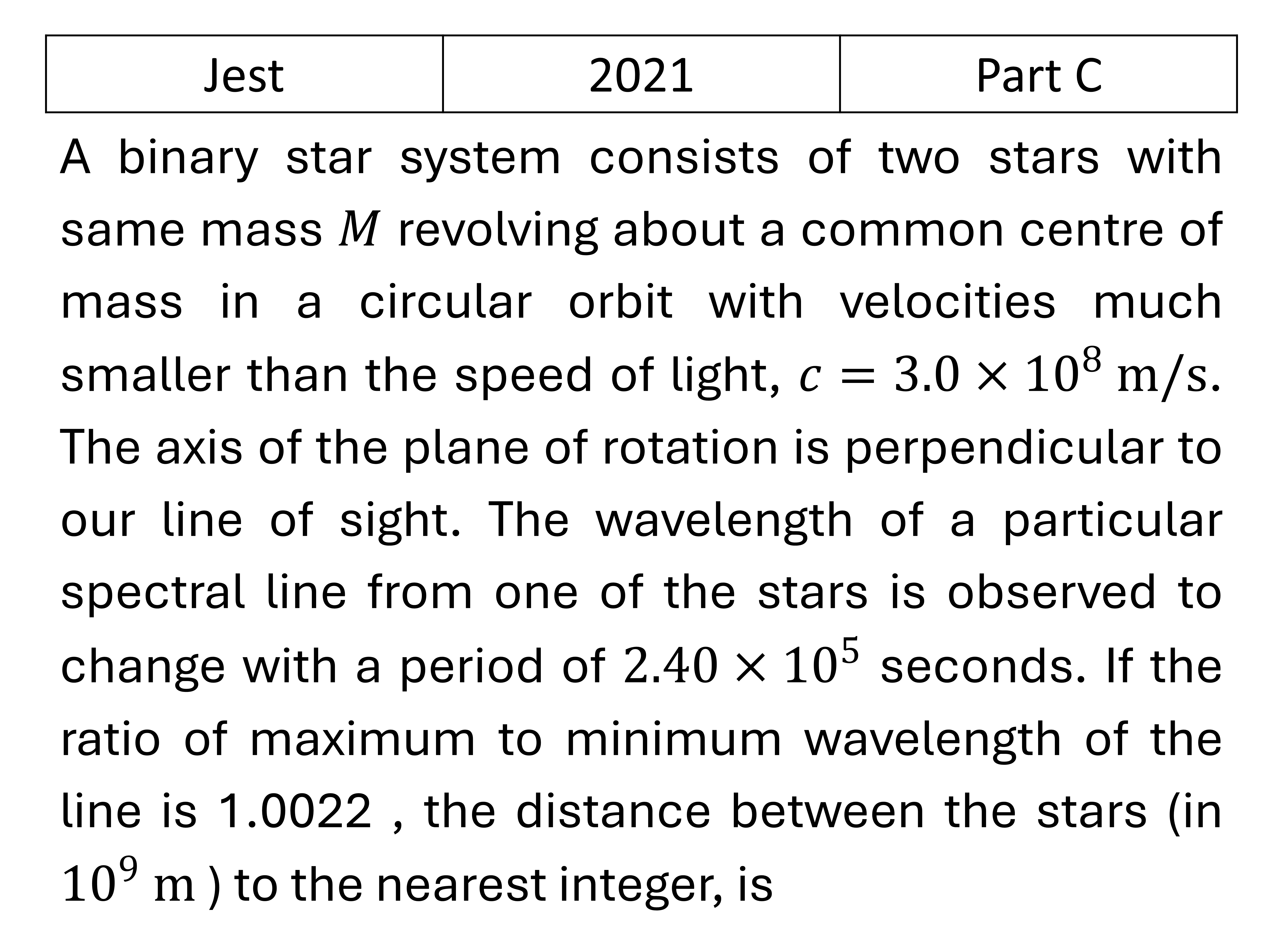 JEST 2021 Relativity previous year question JEST_2021_Q42