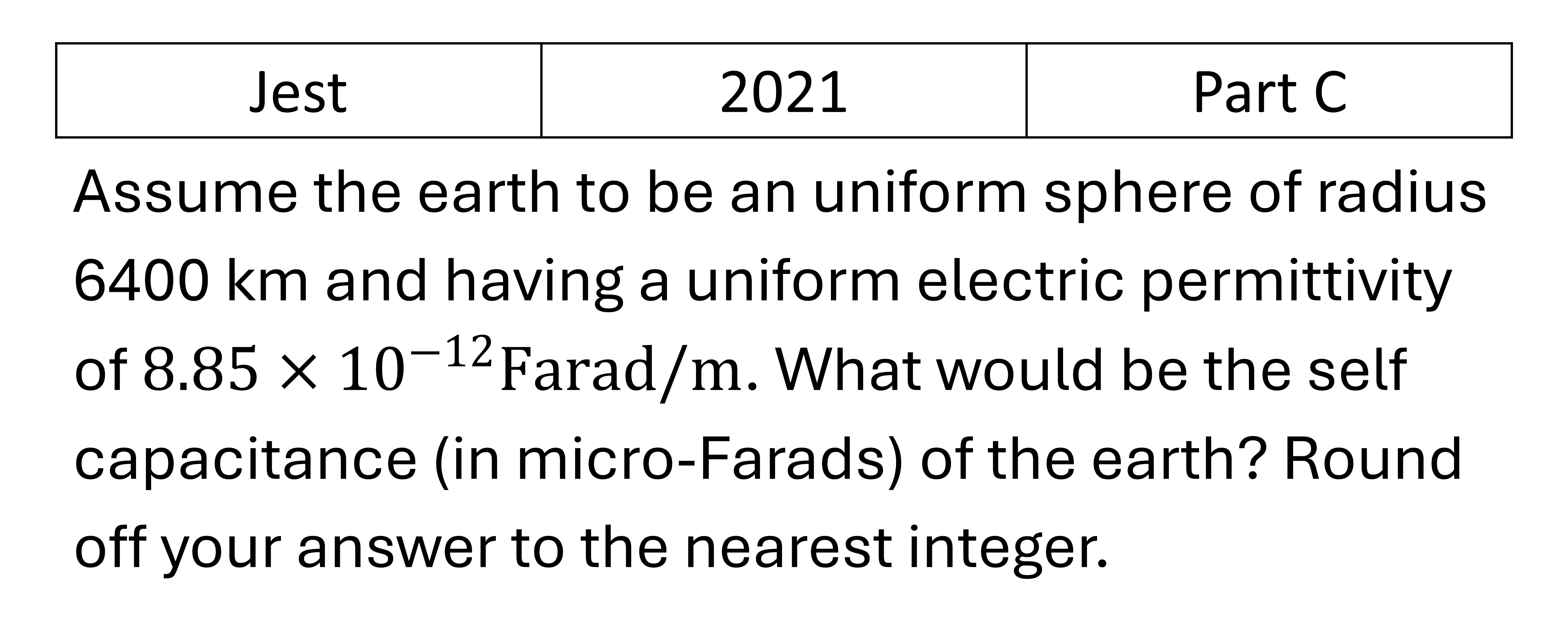 JEST 2021 Electrostatics previous year question JEST_2021_Q44