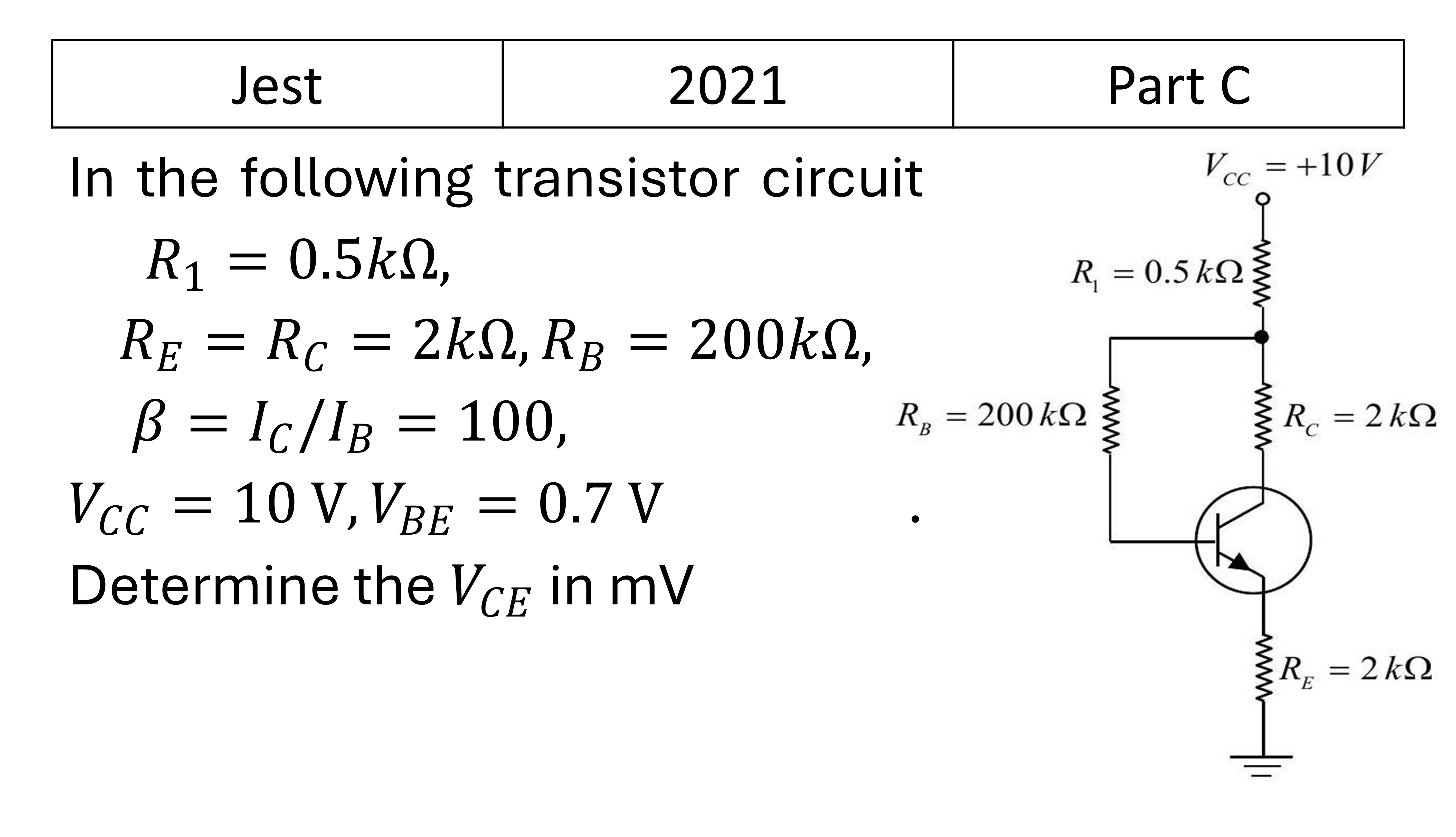 JEST 2021 Transistors previous year question JEST_2021_Q45