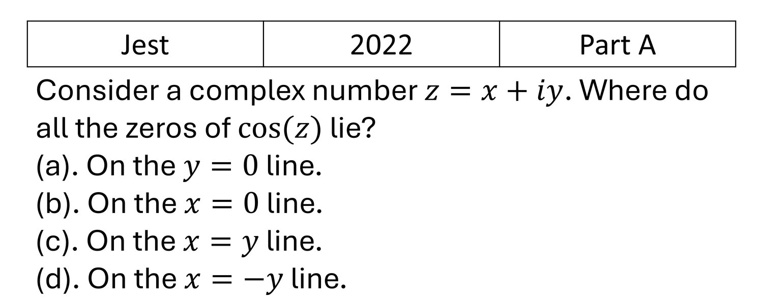 JEST 2022 Complex Analysis previous year question JEST_2022_Q15