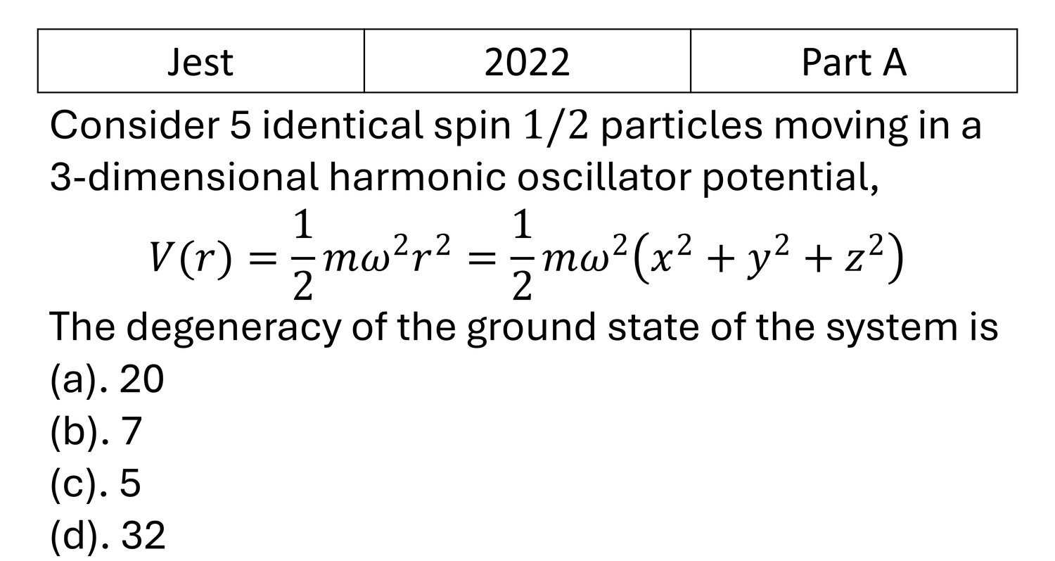 JEST 2022 Quantum Harmonic Oscillator previous year question JEST_2022_Q24