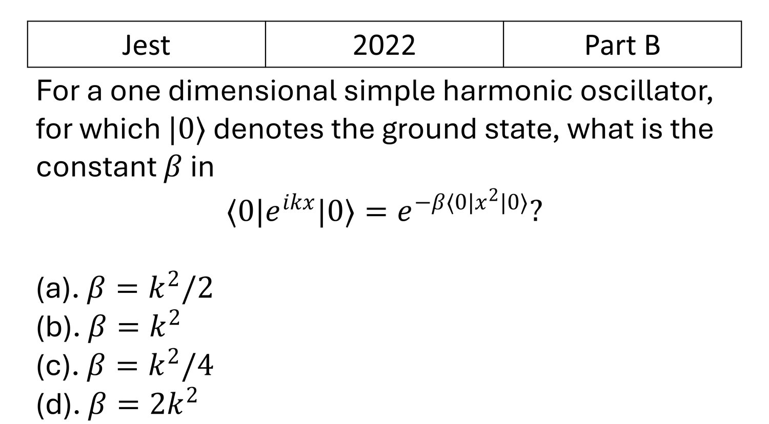 JEST 2022 Quantum Harmonic Oscillator previous year question JEST_2022_Q29