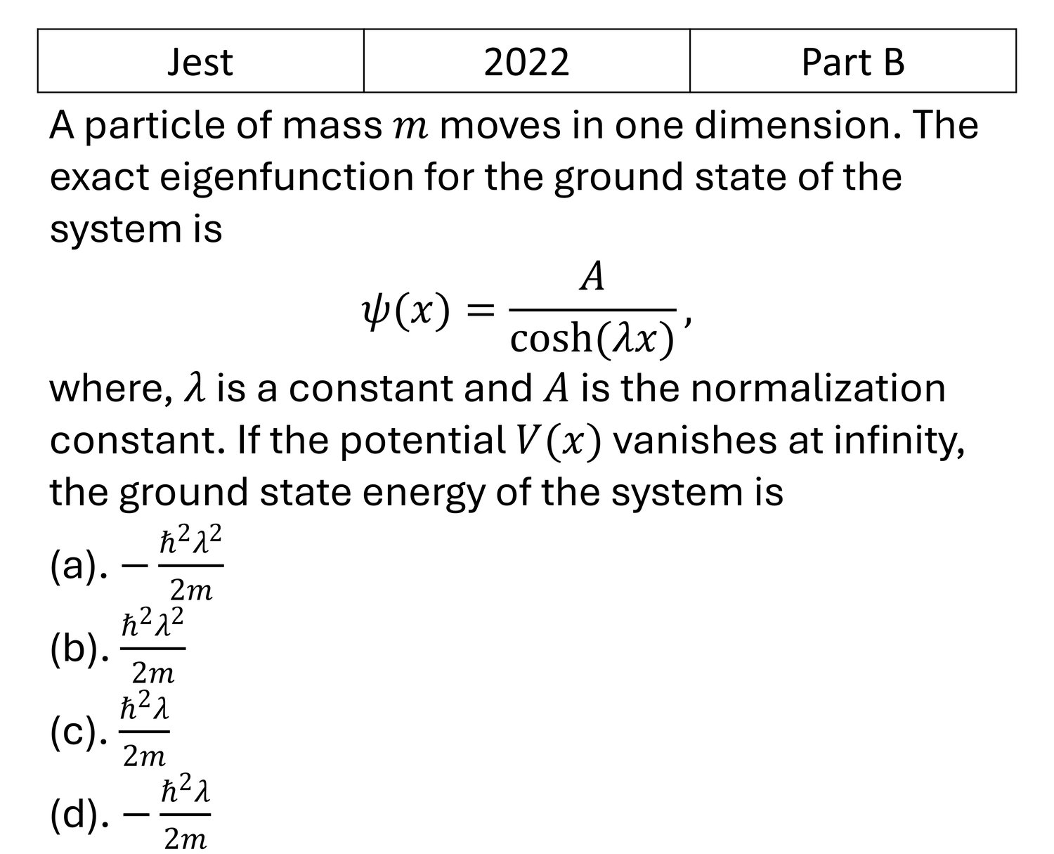 JEST 2022 WKB and Variational previous year question JEST_2022_Q30