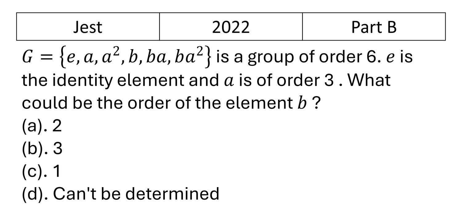 JEST 2022 Group Theory previous year question JEST_2022_Q35
