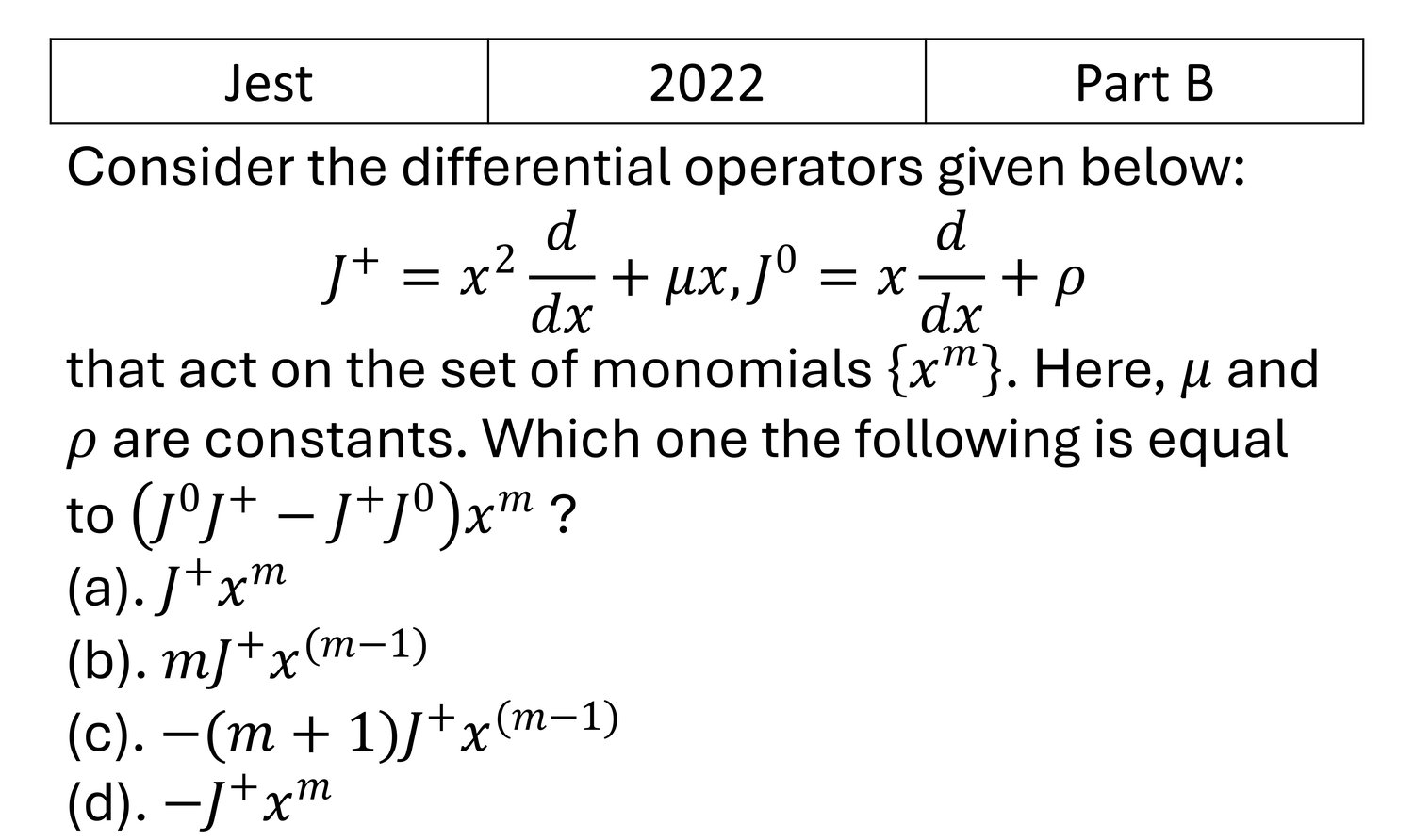 JEST 2022 Special Functions previous year question JEST_2022_Q36