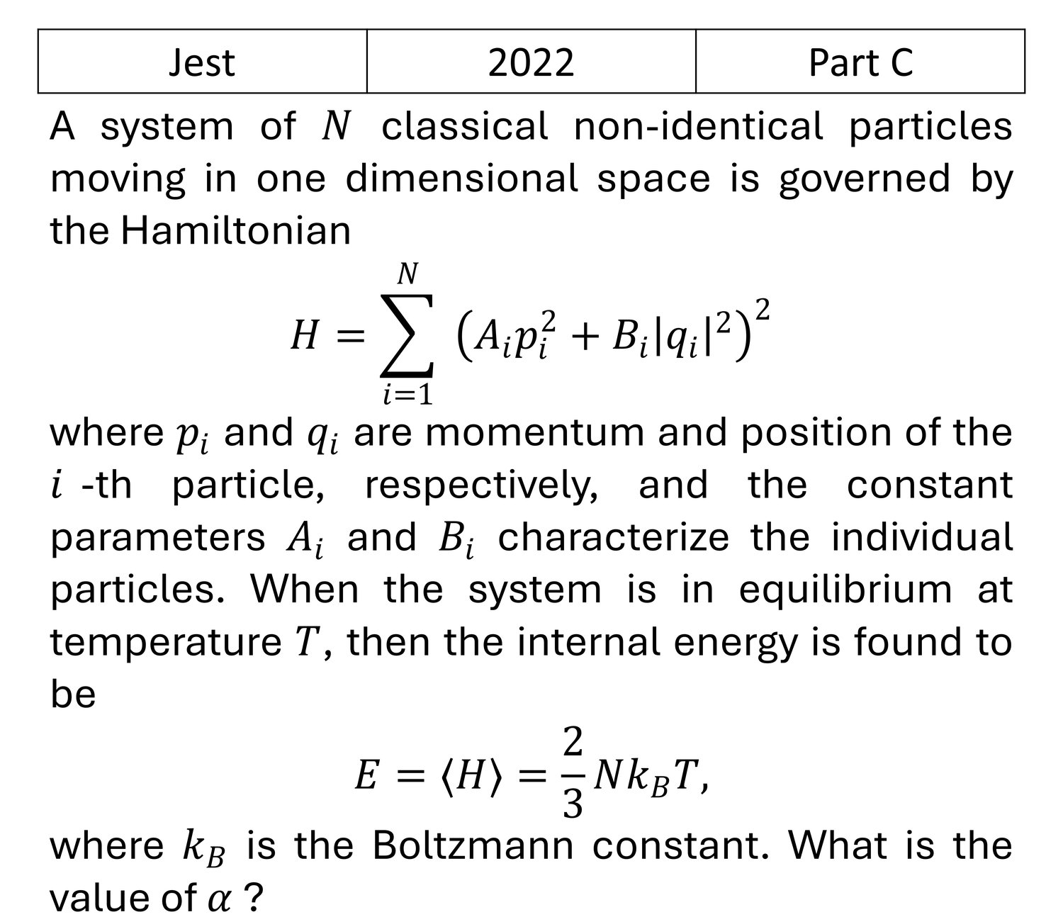 JEST 2022 Kinetic theory of gases previous year question JEST_2022_Q45