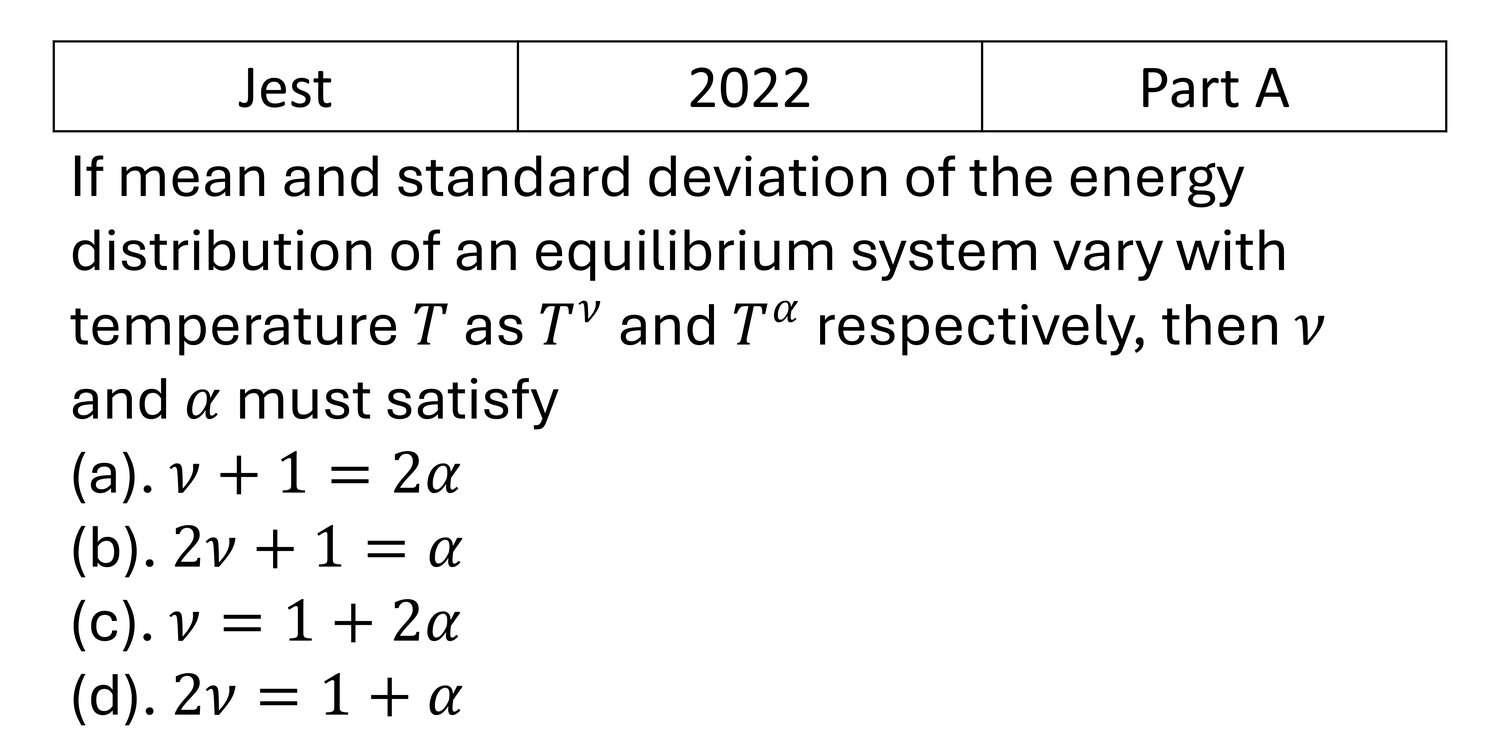 JEST 2022 Canonical Ensemble previous year question JEST_2022_Q6