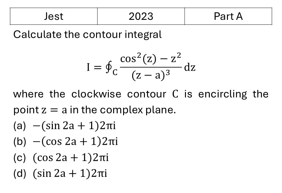 JEST 2023 Complex Analysis previous year question JEST_2023_Q14