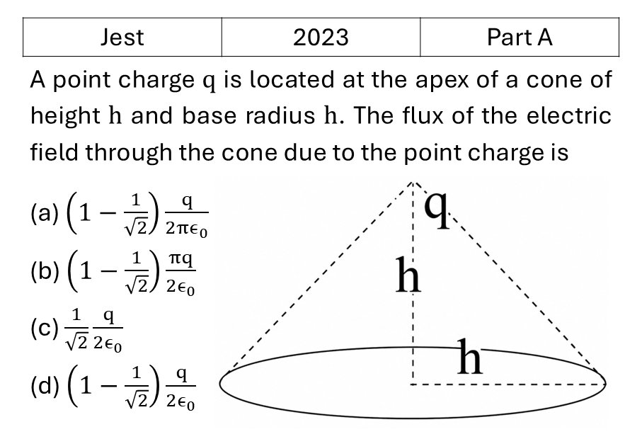 JEST 2023 Electrostatics previous year question JEST_2023_Q18