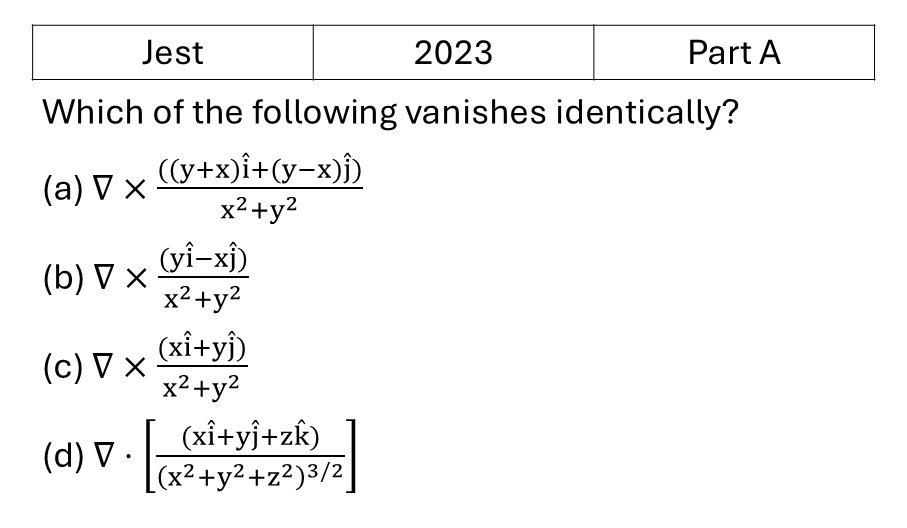JEST 2023 Vector Analysis previous year question JEST_2023_Q19