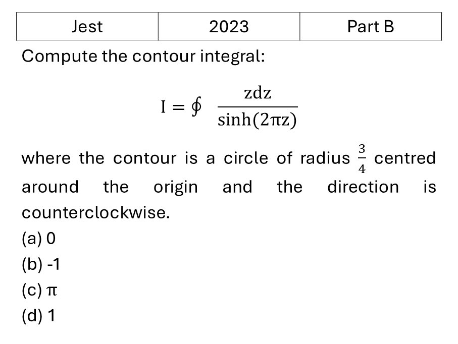 JEST 2023 Complex Analysis previous year question JEST_2023_Q28