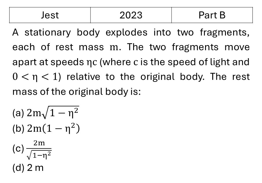 JEST 2023 Relativity previous year question JEST_2023_Q36