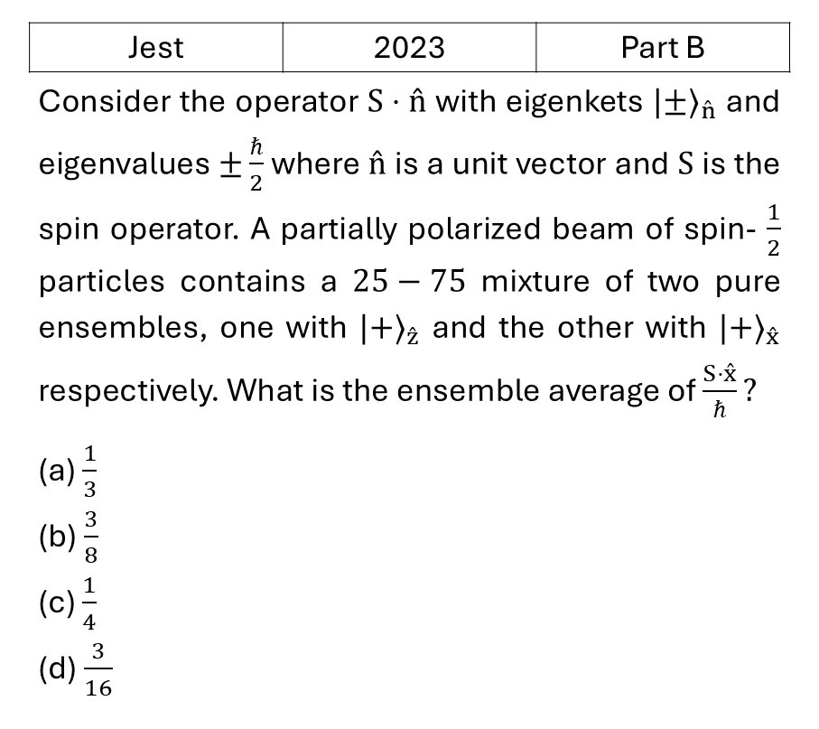 JEST 2023 Angular momentum and hydrogen atom previous year question JEST_2023_Q45
