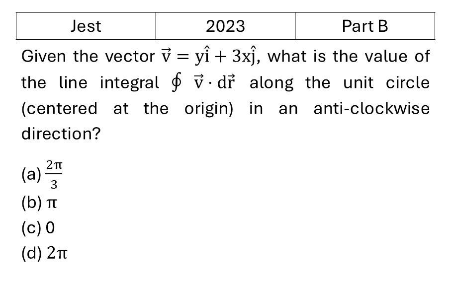 JEST 2023 Vector Analysis previous year question JEST_2023_Q46