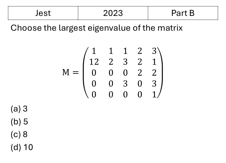 JEST 2023 Matrices previous year question JEST_2023_Q47