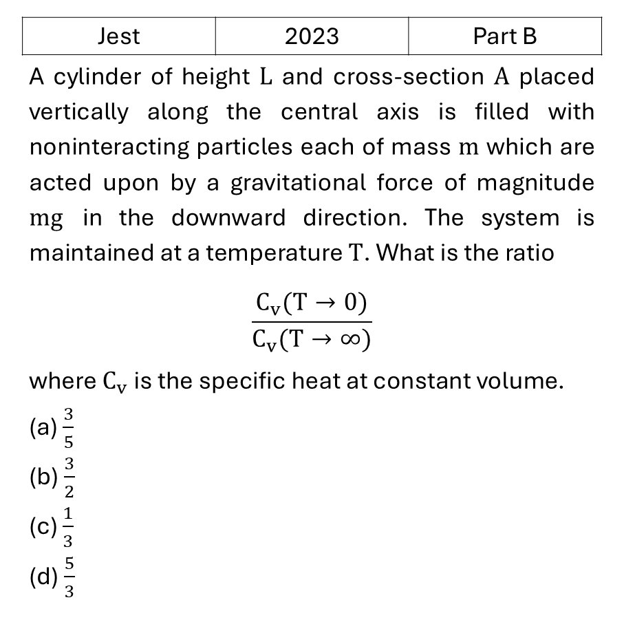 JEST 2023 Kinetic theory of gases previous year question JEST_2023_Q48