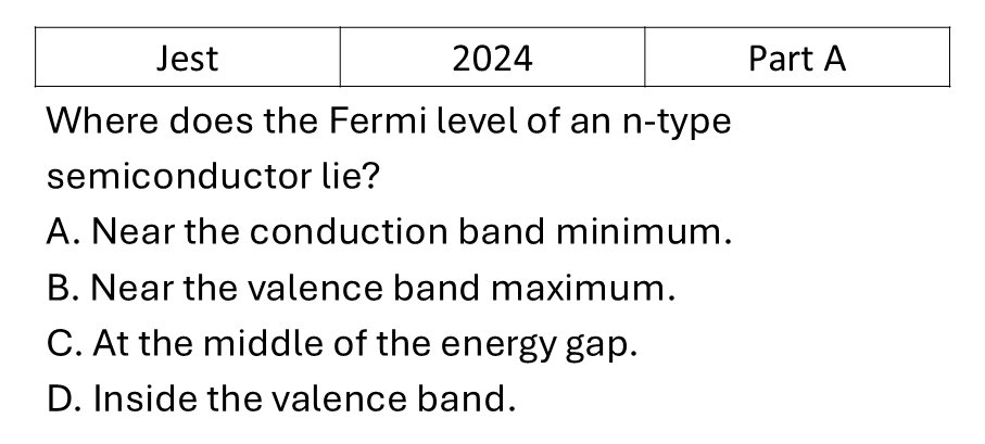 JEST 2024 Semiconductor Physics previous year question JEST_2024_Q16