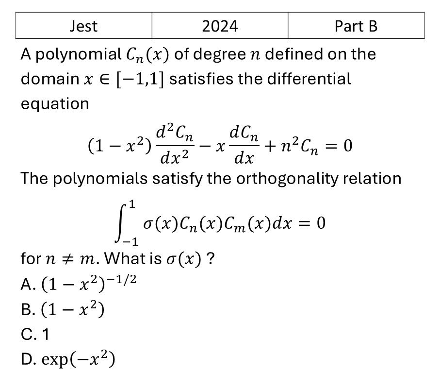 JEST 2024 Special Functions previous year question JEST_2024_Q29