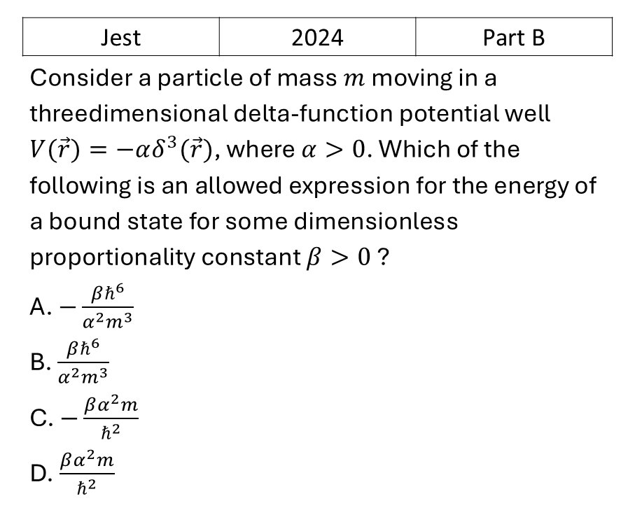 JEST 2024 Other 1d potentials previous year question JEST_2024_Q31