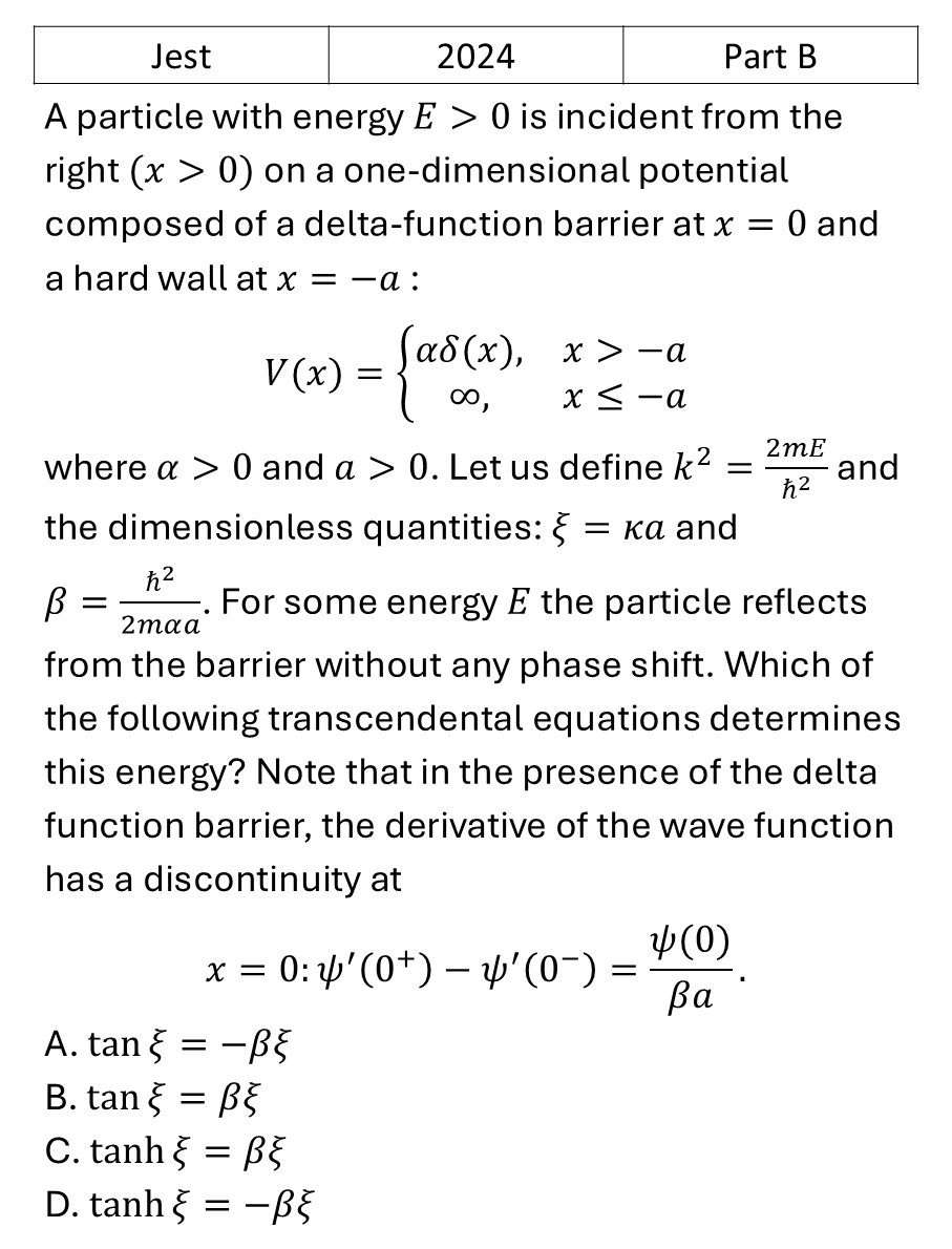 JEST 2024 Other 1d potentials previous year question JEST_2024_Q32