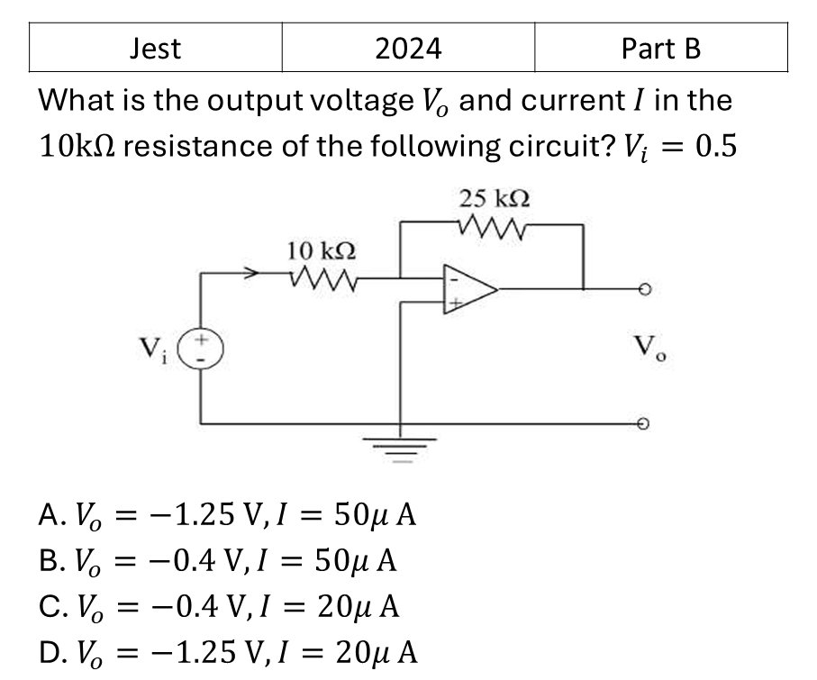 JEST 2024 OPAMP previous year question JEST_2024_Q40