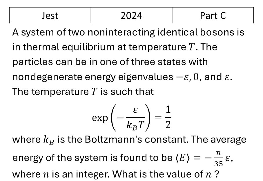 JEST 2024 Canonical Ensemble previous year question JEST_2024_Q41