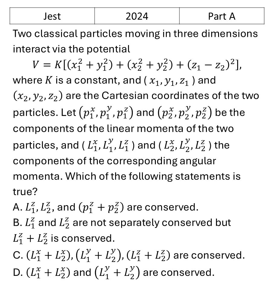 JEST 2024 Lagrangian and Hamiltonian previous year question JEST_2024_Q7