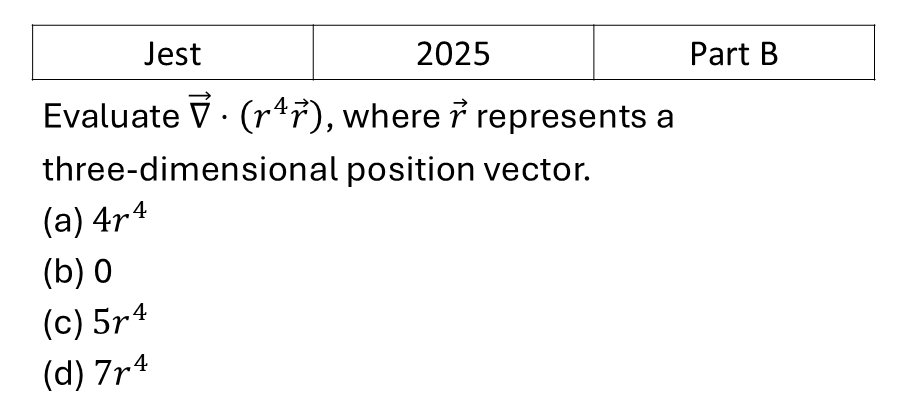 JEST 2025 Vector Analysis previous year question JEST_2025_Q27