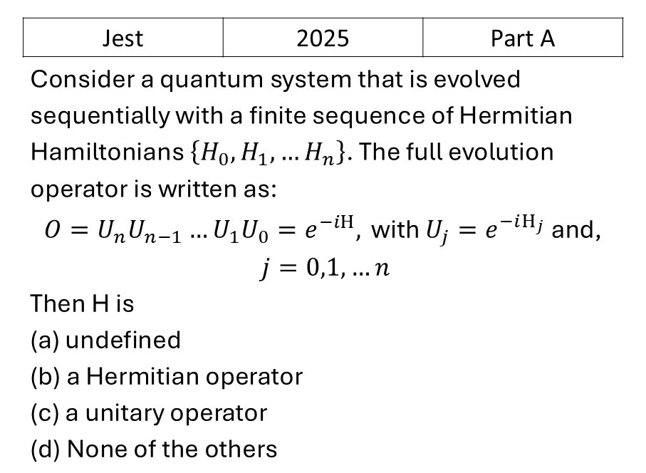 JEST 2025 Basic Quantum Mechanics previous year question JEST_2025_Q3