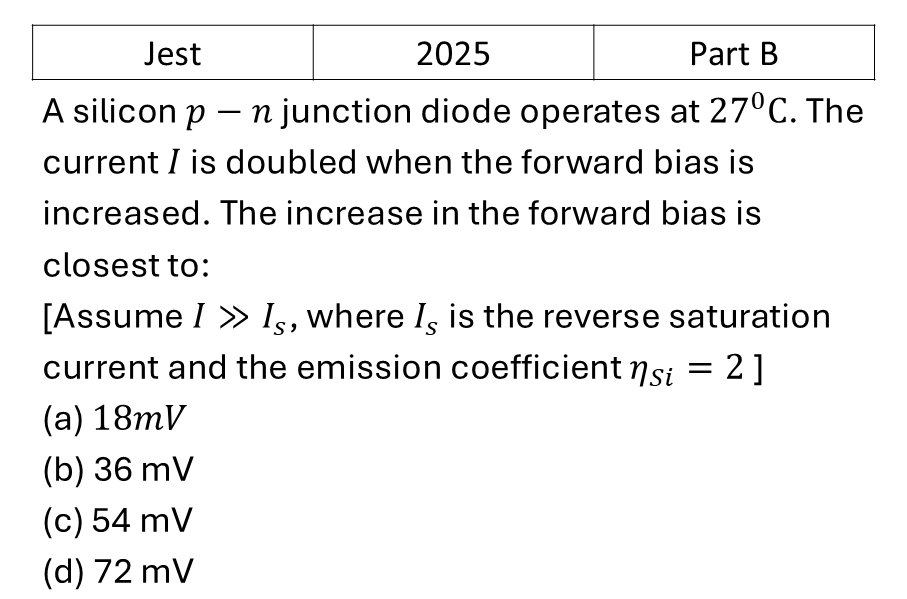 JEST 2025 Diodes previous year question JEST_2025_Q35
