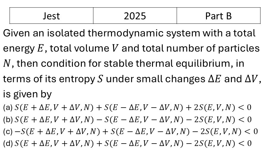 JEST 2025 Microcanonical Ensemble previous year question JEST_2025_Q37
