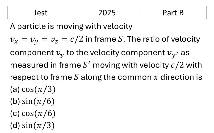 JEST 2025 Relativity previous year question JEST_2025_Q39
