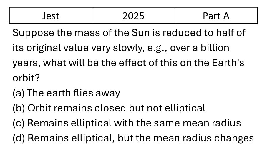 JEST 2025 Central Force and Gravitation previous year question JEST_2025_Q4