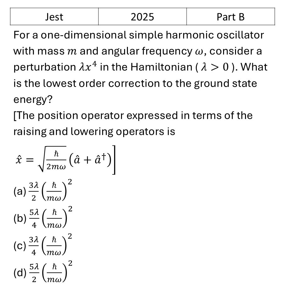 JEST 2025 Pertubation theory previous year question JEST_2025_Q40
